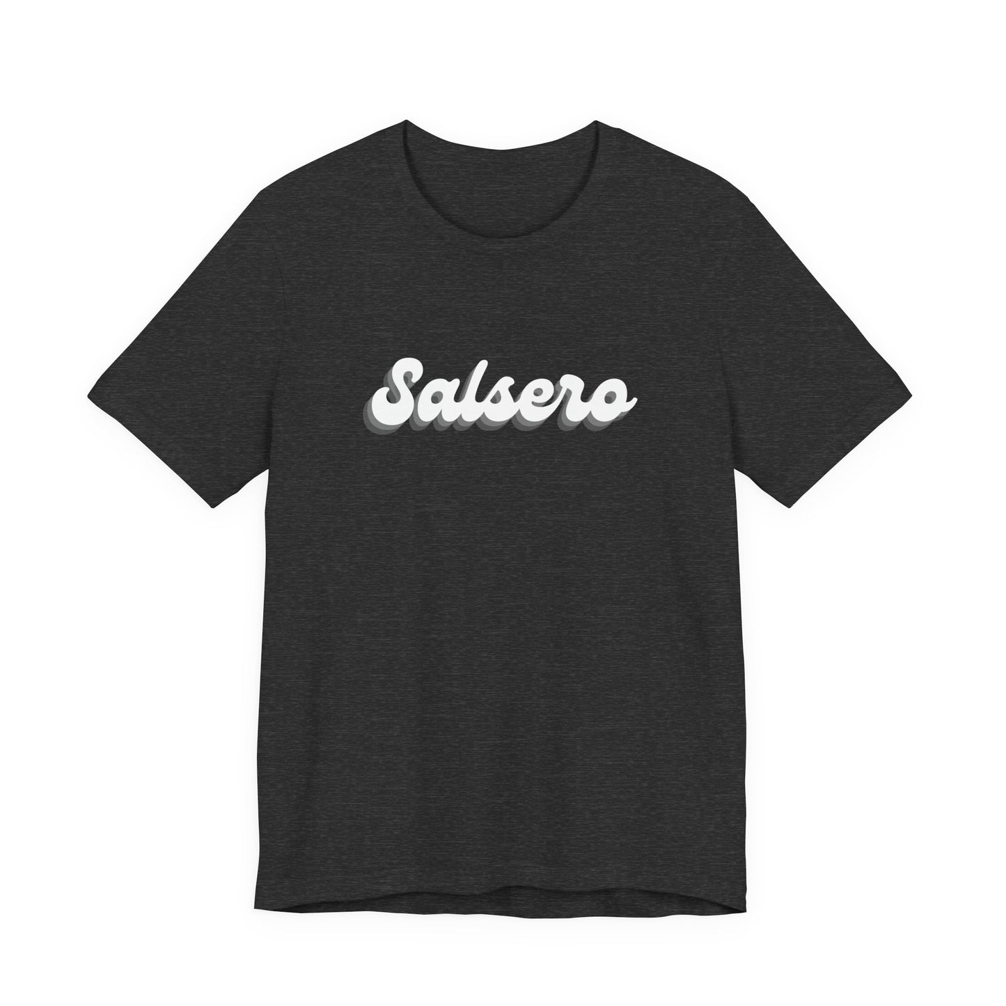 Salsero Script Tee — Retro 3D Text Salsa Dance Shirt