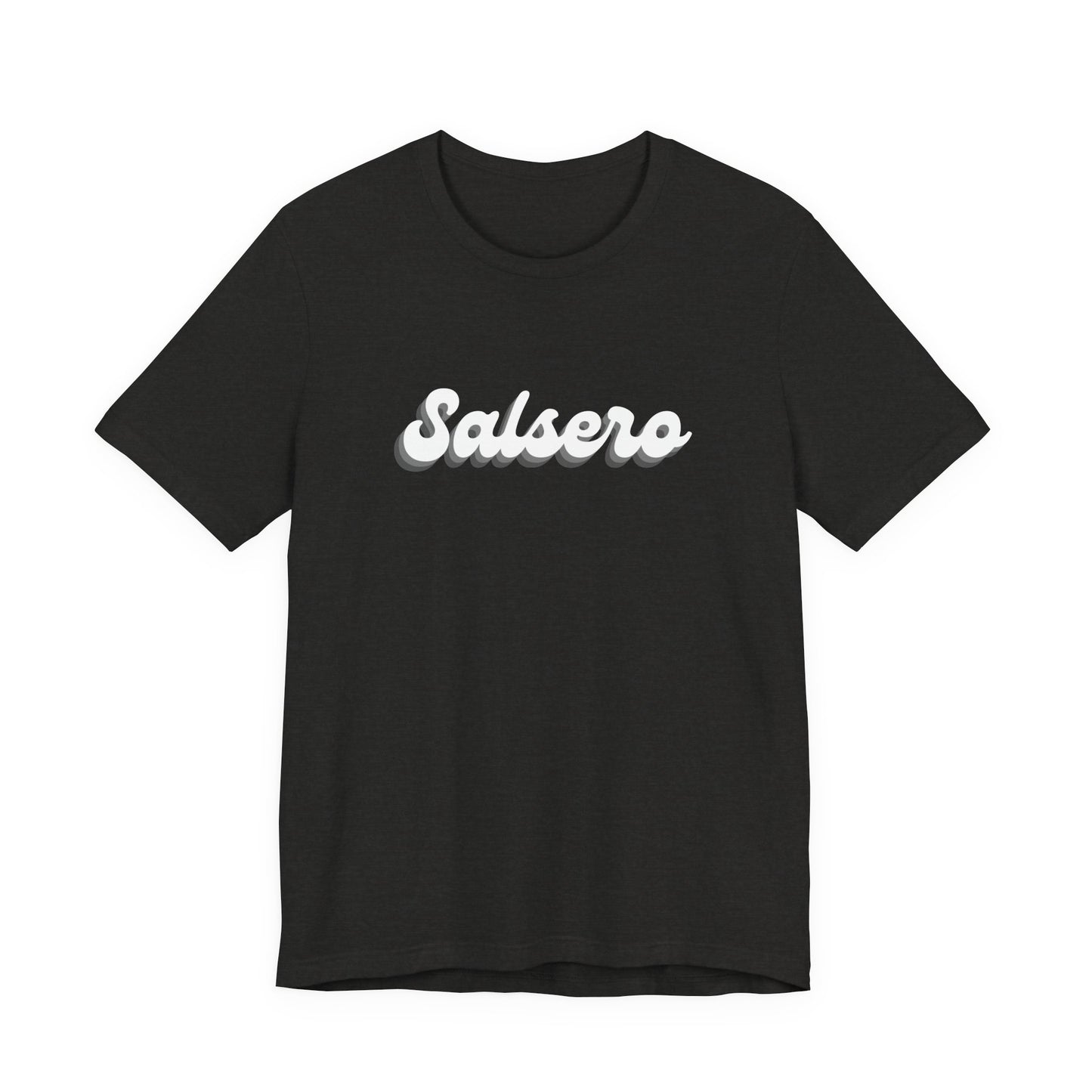 Salsero Script Tee — Retro 3D Text Salsa Dance Shirt