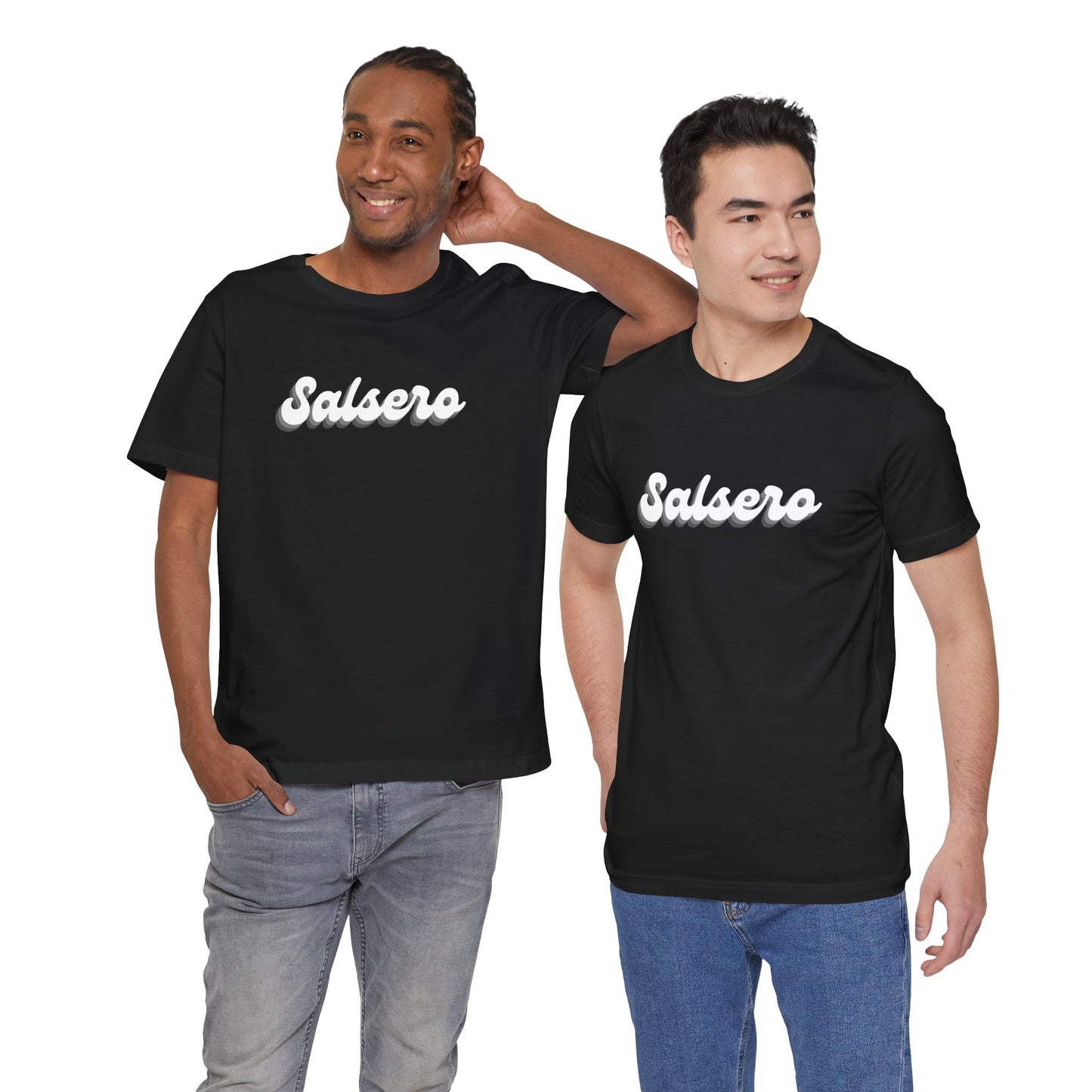 Salsero Script Tee — Retro 3D Text Salsa Dance Shirt