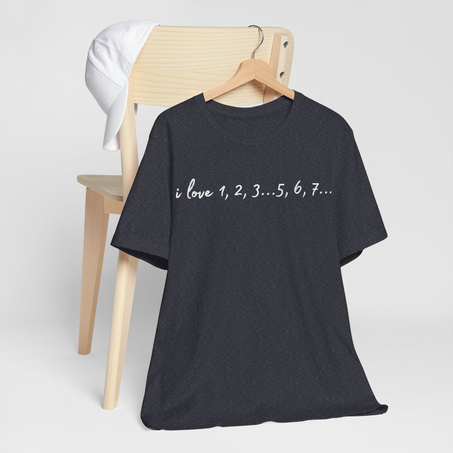 Playful Salsa Dancing Tee - i love 1,2,3...5,6,7... (White Lettering)