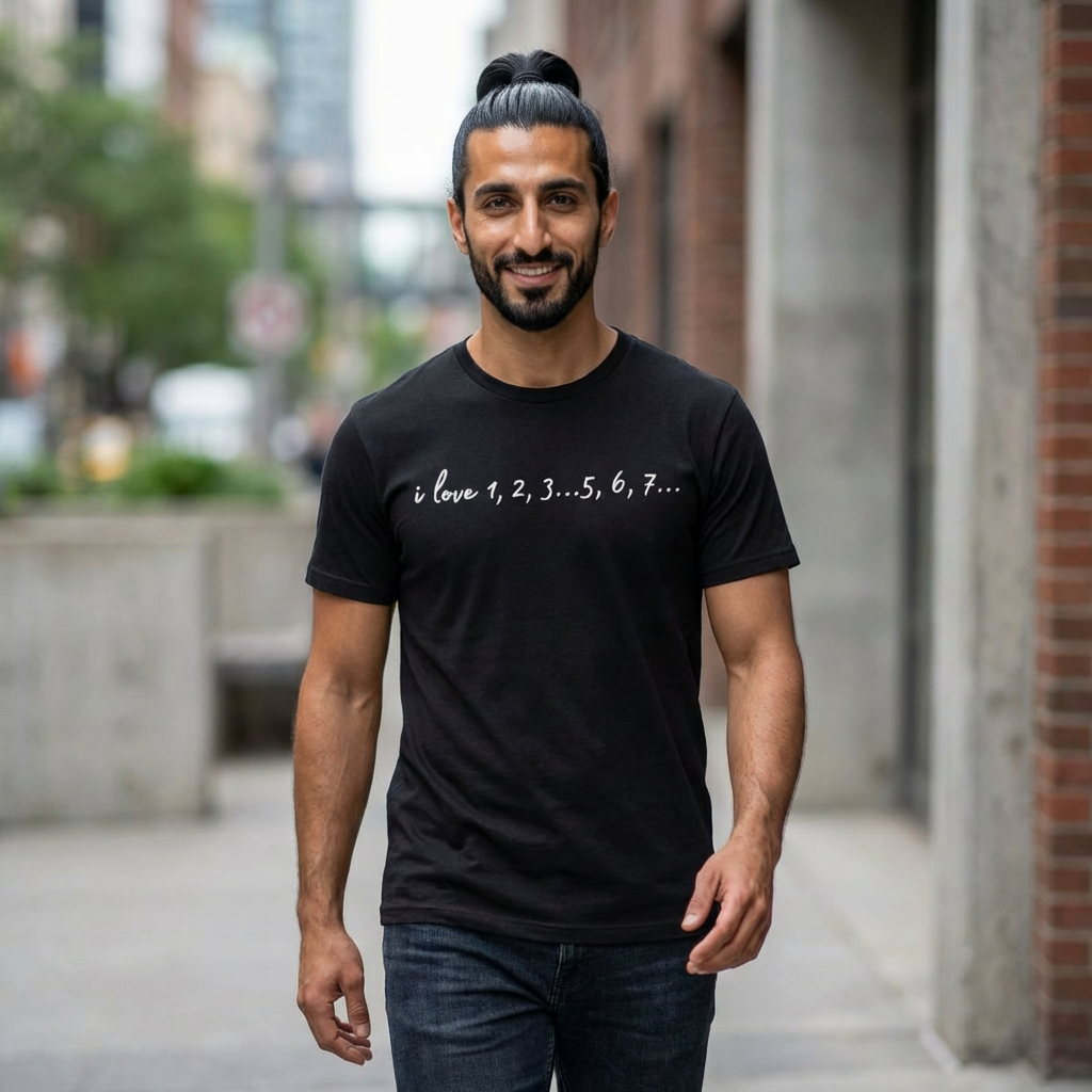 Playful Salsa Dancing Tee - i love 1,2,3...5,6,7... (White Lettering)