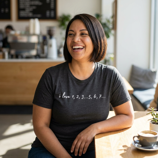 Playful Salsa Dancing Tee - i love 1,2,3...5,6,7... (White Lettering)