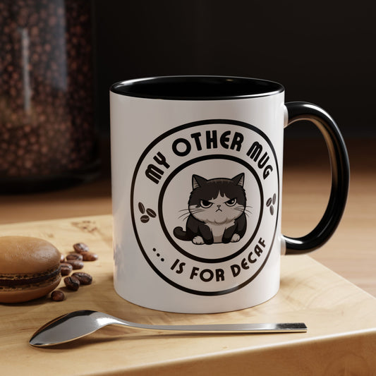 Cute Cat Mug with Cattitude! Gifts for Cat Lovers, Accent Colored Mugs for School, Home, Office