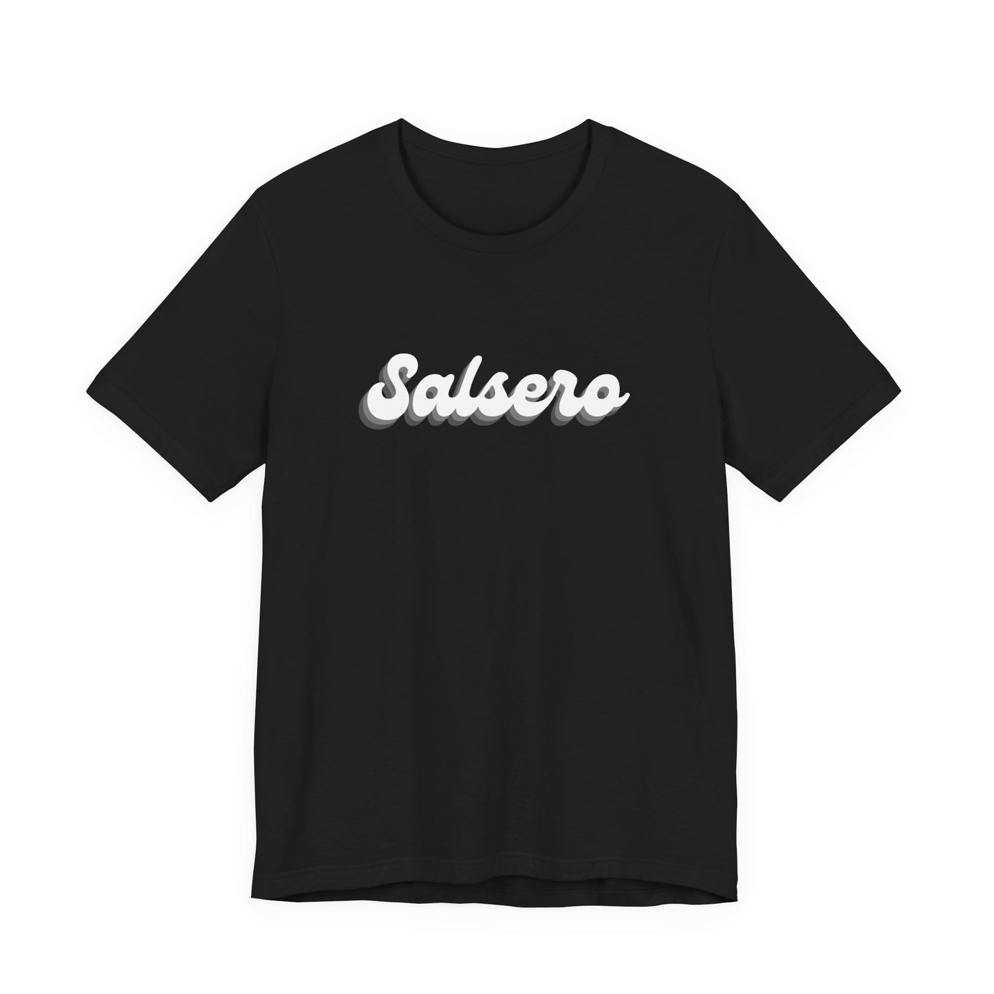 Salsero Script Tee — Retro 3D Text Salsa Dance Shirt