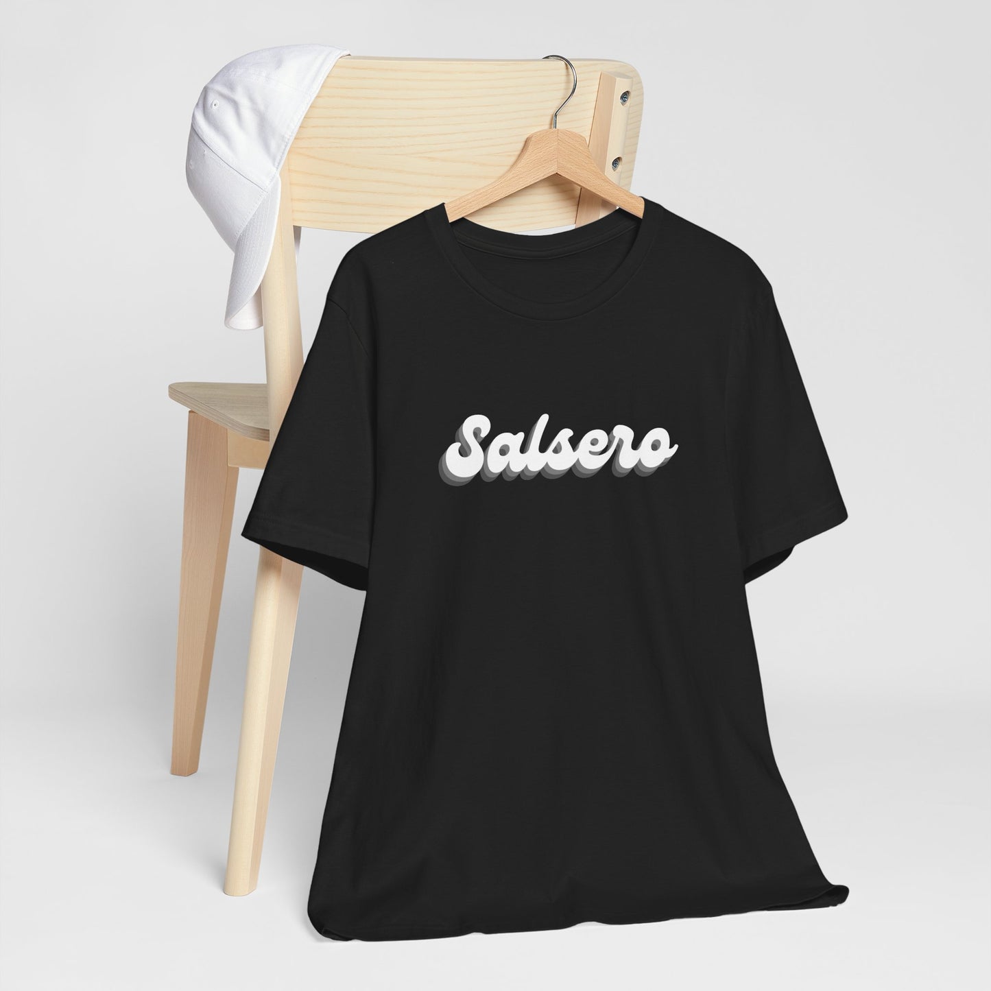 Salsero Script Tee — Retro 3D Text Salsa Dance Shirt