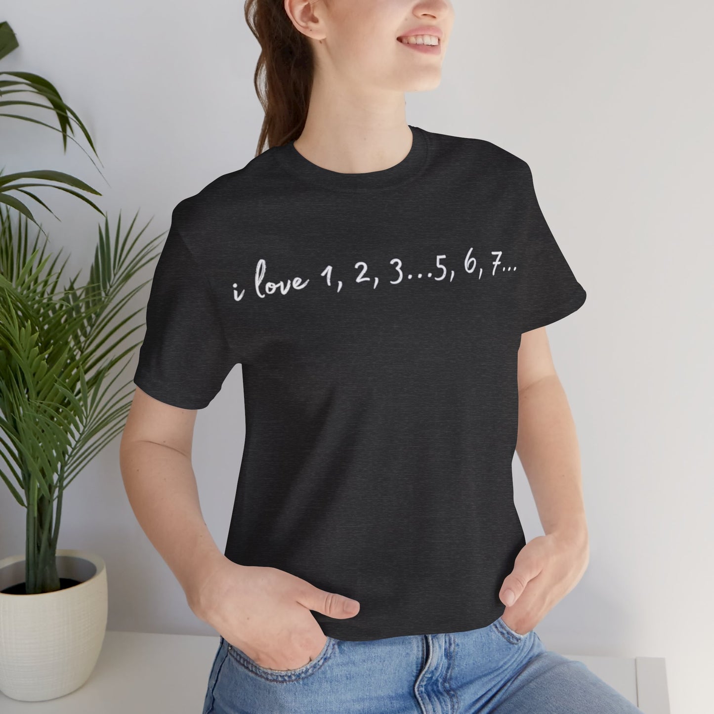 Playful Salsa Dancing Tee - i love 1,2,3...5,6,7... (White Lettering)
